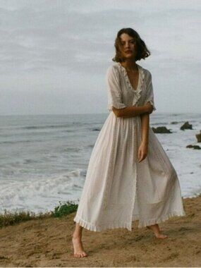 doen ruched dress Doen | Dresses | Doen Rosaria Silk Polka Dot Ruched Bust Midi Maxi Dress  Solstice Sky Black